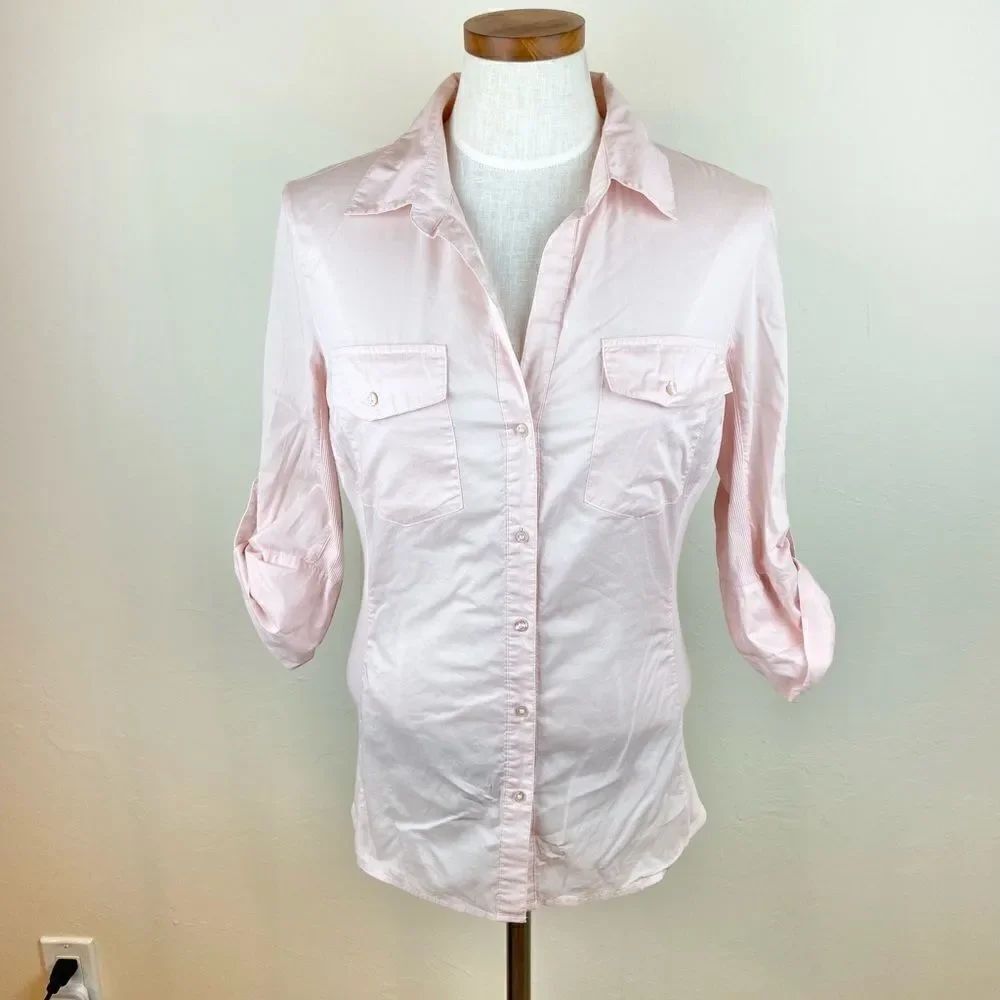 Norma Kamali Roll-Up Cuffs Button Down Shirt